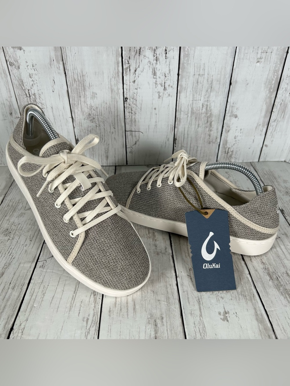 Olukai Pehuea Li Sneakers Women 9.5 Tapa/ White Sand NWT